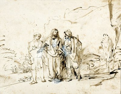 Cristo con dos discípulos en el camino a Emaús de Rembrandt van Rijn